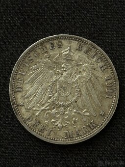3 Mark 1911 – Nemecké cisárstvo (25. výročie svadby Wilhelma - 2