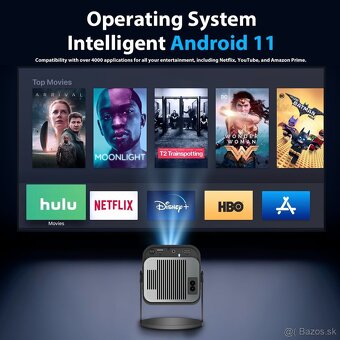 4k projektor android, Bluetooth, WiFi, obraz 150"+plátno - 2