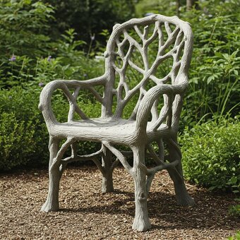 Záhradné betónové posedenie v imitácii dreva - 2