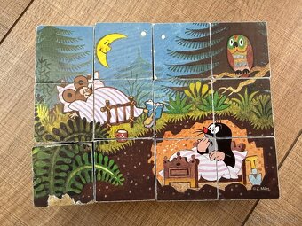 Drevené kocky Krtko (Dino) – 12 ks - 2