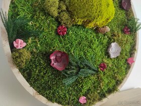 Predám obraz z machu: Kruh s kvetmi a rastlinami (Ø40 cm) - 2