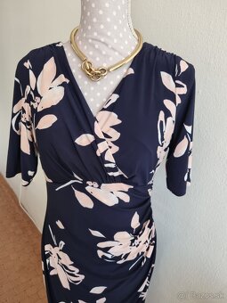 modré elastické šaty s marhuľovým vzorom Ralph Lauren 40 - 2