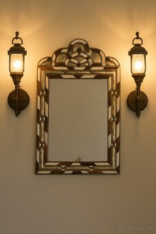 Starožitné zrkadlo - striebro a ťavie kosti, Marakesh - 2