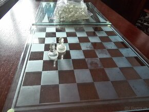 Sklenený Šach + dáma - 2