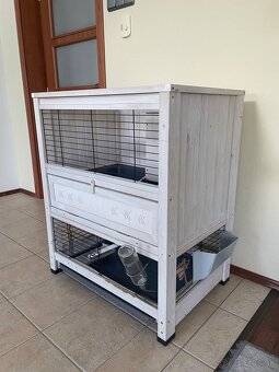 Drevená poschodová klietka/domček pre králika/zajaca - 2