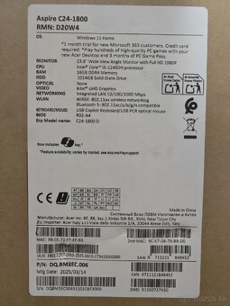 Acer C24-1800, 1TB SSD, 16GB RAM, Intel i5, nový/nerozbalený - 2