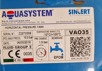 Tlaková nádoba 35 litrov EPDM vak, AQUASYSTEM VAO35 - 2