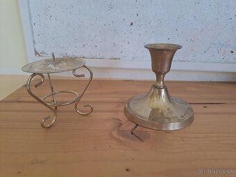 Mosadzné svietniky+skleneny - 2
