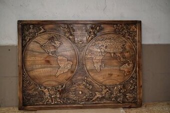 Drevený obraz – Karta sveta (mapa sveta) - 2