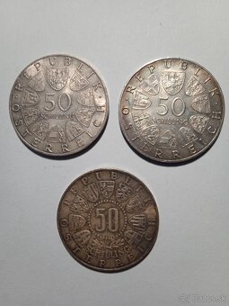 50 šilingov Rakúsko - striebro 3ks - 2