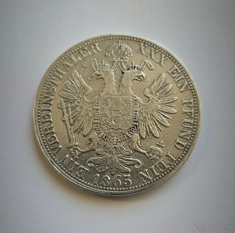 Spolkový toliar 1865 E František Jozef - Vzácnejší - 2