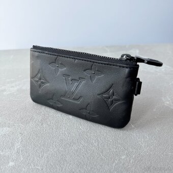 Originál LOUIS VUITTON čierna mini kožená peňaženka kľúčenka - 2
