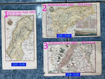 Slovenské župy 200 ročné mapy celá zbierka na predaj - 2