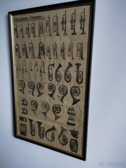 Litografia - orchester nastroje - 2