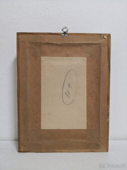 Ručne vyšívaný starožitny obraz 22,3x17,6cm - 2