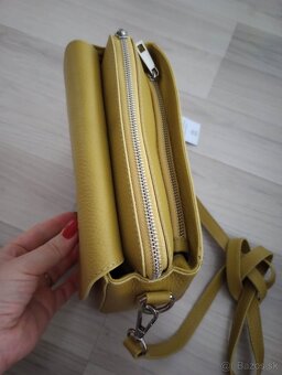 Dámska horčicová kožená kabelka - 2