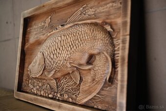 Drevený obraz – Ryba (kapor) - 2