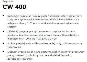Nový termostat / ekviterm regulátor Bosch (Junkers) CW 400 - 2