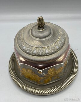 Sklenená dóza s kovovým tanierikom - 2