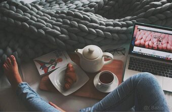 Ručne pletená deka z hrubej vlny – nová, sivá farba - 2