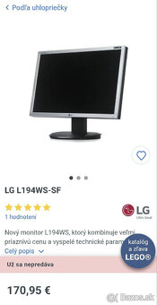Predam monitor LG k PC velkost 19" - 2