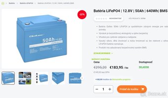 4 x Akumulátor LiFePo4 12Volt aku 50Ah, BMS, 2560 Wh - 2