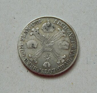 Predám 1/2 toliar 1791 H Leopold II. - 2
