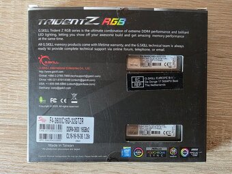 Trident Z RGB DDR4-3600 CL16-16-16-36 32GB Samsung B-die - 2