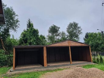 Plechová garáž 6x5 m + 3x5 m. - 2