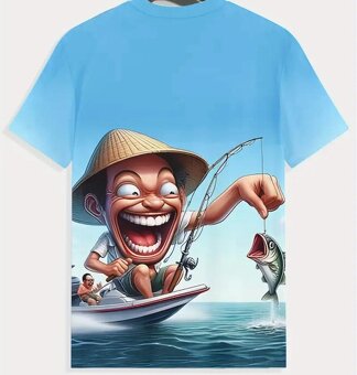 PÁNSKE TRIČKO XXL S 3D POTLAČOU SMILE FISHING - 2