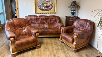 Koženná sedačka s 2 kreslami - 2