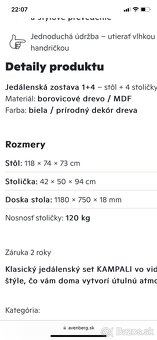 Jedálenský stôl + 4 stoličky - 2