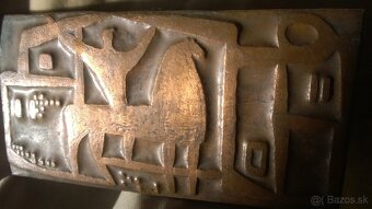 medený relief -jazdec - 2