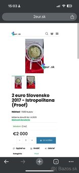 Pamätna 2€ minca Slovensko 2017 Istropolitana PROOF - 2