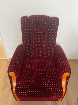 Tmavočervená sedačka s kreslom - 2