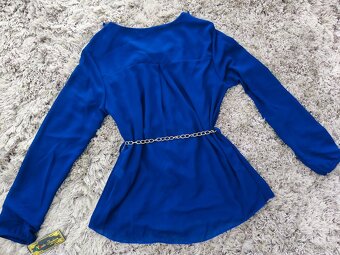 Modrá blúzka s opaskom S/36 - 2