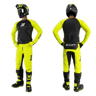 dres nohavice set komplet fluo žltý mx shot - 2