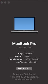 MacBook Pro M1 2020, 8GB,256GB,Strieborný - 2