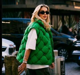 Bottega Veneta damska zelena paperova bunda - 2