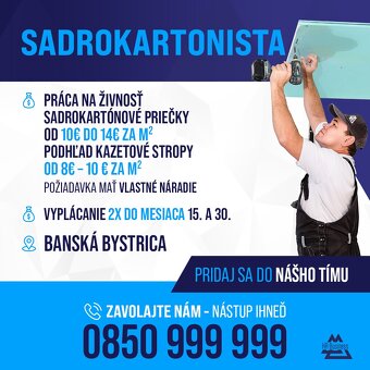 Hľadáme fasádnikov, obkladačov a sadrokartonistov - BA+BB - 2