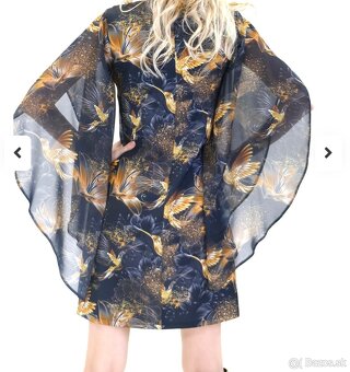 Elegantne Šaty Dara fashion zlaté kolibríky č48 - 2