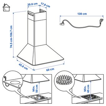 IKEA MATTRADITION Nástenný odsávač, biela, 60 cm - 2