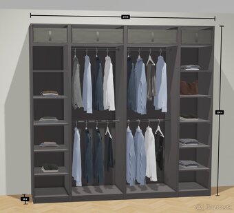 IKEA PAX skriňa 250 cm, čierna so sklom - 2