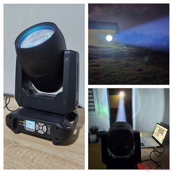 Rotačné hlavy 200W Beam, el. fokusácia, dúha efekt+ fixtura - 2