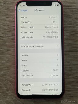 Predám veľmi zachovalý iPhone 12 mini. - 2