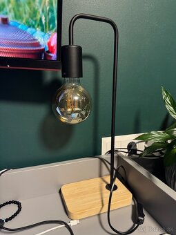 Stolová lampa, čierna/bambus - 2