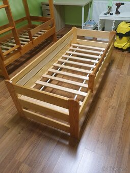 Detská posteľ 170cm x 60cm, borovica-masív, rošty + matrac - 2