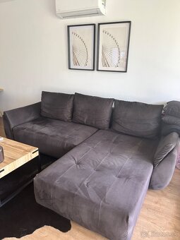Rozkladací rohový gauč tmavosivý - 2