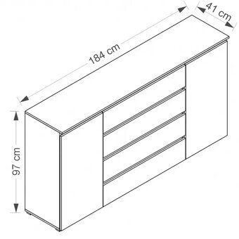 Biela komoda Cosmo 06 184x97x41 - 2