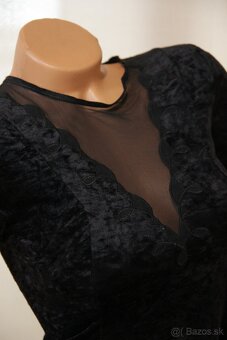 Čierny zamatový body top, S - 2